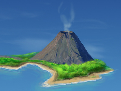 Volcano digital illustration pencil wacom