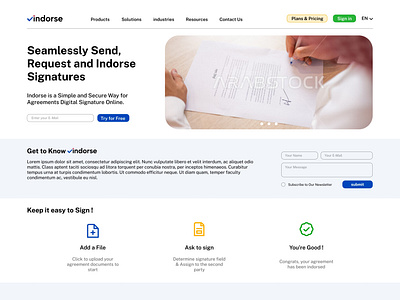 indorse website homepage UI & UX