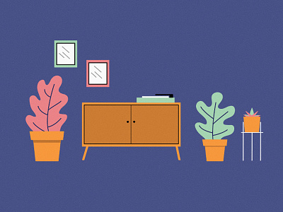 Room illustration illustrator livingroom pictureframes plants room vector