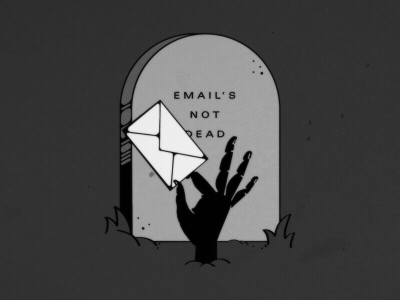 Email's not dead cemetery email gif grave halloween hand illustration skeleton spooky tombstone