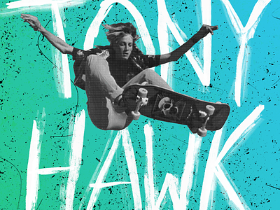 Tony Hawk Coffee Hour design halftone poster silkscreen skateboard tony hawk