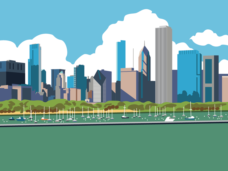 Chicago Vintage Postcard by Sara Argue on Dribbble