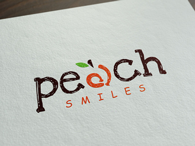 Peach Smiles Dental Logo branding design flat graphic design icon illustration logo minimal typography vector