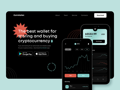 CoinWallet | Crypto Wallet app application crypto cryptocurrency design fintech site ui ux web website
