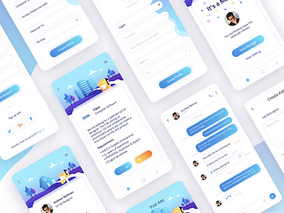 Job searching app (Tinder) app illustration ui ux