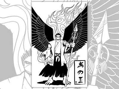 烏の王 2d black and white cartoon illustration character design comic art drawing illustration