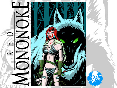 Red Mononoke (AKA Princess Sonja) 2d cartoon illustration character design comic art digital illustration drawing mashup