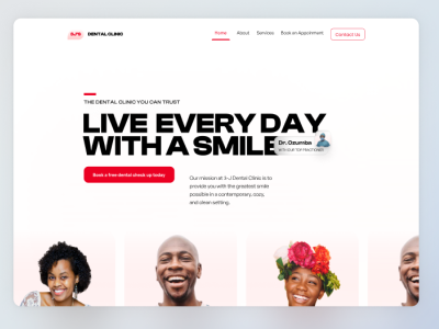 New Hero Light Mode abstract design branding dentist design desktop app figma hero illustration logo red smile ui vector