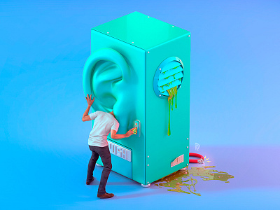 Ear Machine 3d cgi coin ear fun machine modo plastic psychology slime toy vending