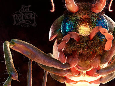 Bug's head 3d bug character creature fur head insect macro modo pet zoom