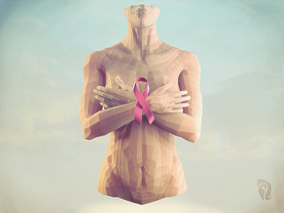 Breast Cancer 3d body breast cancer clouds figure health illustration lowpoly modo sky woman