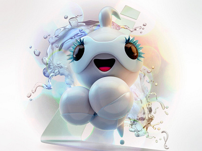 Castform 3d character creature cute design liquid modo pokemon spheres splash toy weather