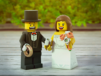Lego Wedding 3d render bride cgi character design garden groom illustration label lego toys marriage invitation modo wedding couple
