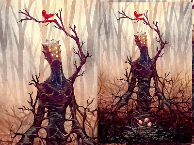 Sentient Tree artwork bird cover creature design digital art forest illustration nature poster print sentient tree speed painting