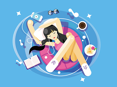 Self Portrait - Just Exercise character dream dribbble flat illustration selfportrait summer