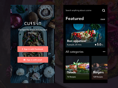 Cuisin contrast cooking dark food recipes ui