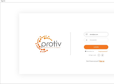 Provit Login screen branding design login screen uiux webapp website design