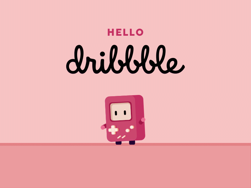 Hello Dribbble! 2d aftereffects animation debut debutshot gameboy gif hellodribbble loop