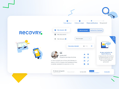Recovry — UI Library — Debt collection assets branding card debt collection digital graphic design illustration logo product design screens ui design ui library ux webapp