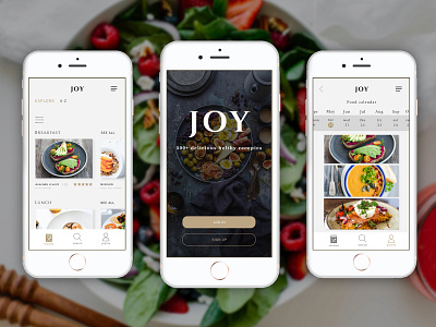 Joy Food Application app design flat minimal ui ux