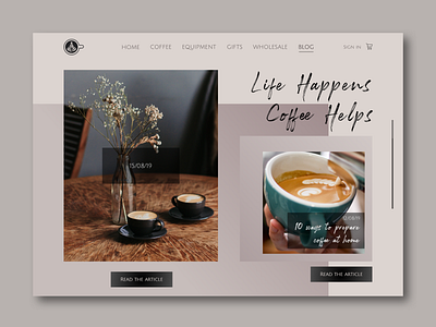 Coffee Store Blog Page Design design flat minimal ui ux web website