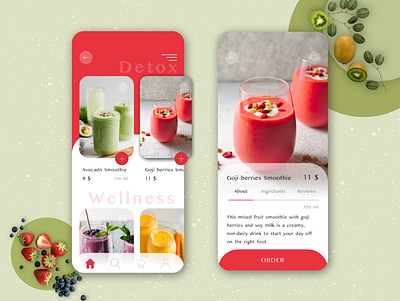 Healthy food shop App app application design minimal phone ui