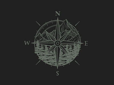 Adventure // Compass // Illustration adobe adventure compass design drawing fresco illustration mountain nature northwest pacific trees