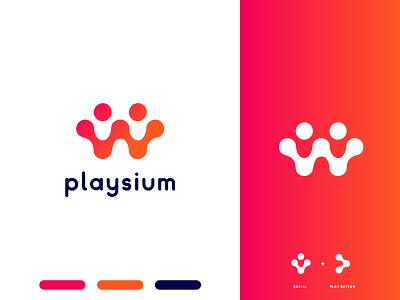 Gaming App Icon and Logo Design - Playsium app app icon brand design brandidentity branding design flat flat design game design icon logo logodesign minimal minimalistic modern type typography web