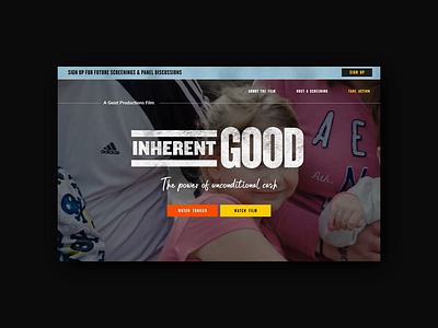 Website Design for Inherent Good Documentary animation bold docmentary figma film header interaction landing landing page landing page design movie negativespace non profit typography ui ux vector video website website design