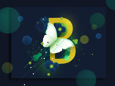 B for BUTTERFLY creative green hiwow illustratio illustration instagram design love muhamed sajid nature vector