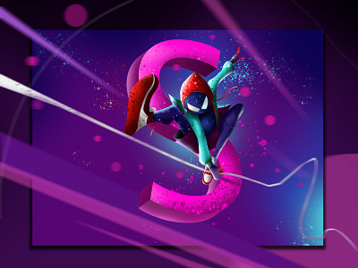 S for Spider man into spider verse creative design dreem hiwow illustratio illustration instagram design muhamed sajid vector