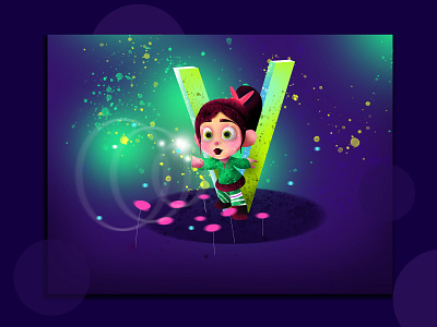 V for Vanellope von Schweet creative design green hiwow illustratio illustration instagram design love vector