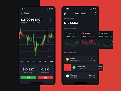 Cryptocurrency Mobile App crypto wallet cryptocurrency design finance finance app invest investment mobile mobile app stock exchange trading cards ui uiux ux