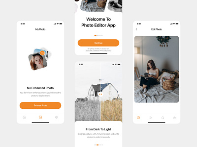 Photo Editing Application app branding design edit edit photo illustration image image editing interface mobile app onboarding photo photo app ui uiux ux