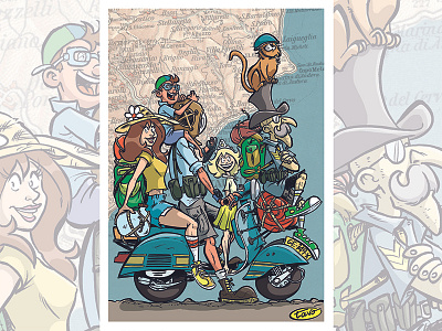 Laigueglia comic digital art digital color illustration tavo vespa