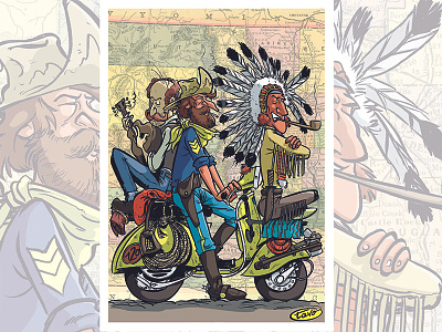 Cheyenne comic digital color illustration tavo vespa