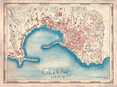 Genova 1885 illustration tavo watercolor