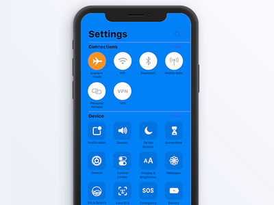 iPhone setting page blue bluedesign design ios iosui iphone settings ui uiconcept uidesign