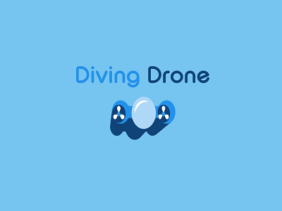 Diving Drone design drone logo nautical robotic submarine vector