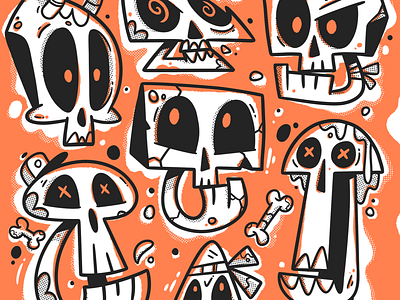 Skulls animation apparel art bones character character art cute design drawing hand drawn handmade icon illustration illustrator jaw skull skull and crossbones skull art skulls textures
