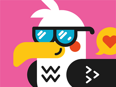 Seagull animation bird bold color character character design clean design cropped cute design flat design icon icon set illustration illustrator logo magnet seagull sunglasses vector vector illustration