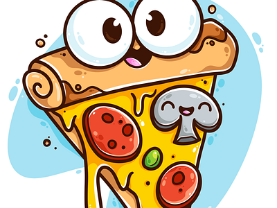 Pizza art character character design cheese colourful cute cute art digital art drawing faces food food illustration fun illustration illustrator monday motivation pizza pizza logo toppings vector