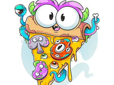 Ghoulish Pizza character character design cute cute character design drawing fun game design ghoul graphic design halloween illustration illustrator logo monster nft spooky ui vector weeklywarmup