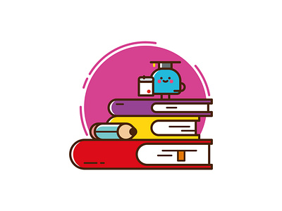 Skills development. books character cute design icon icon set illustration illustrator learning logo minimal skills vector