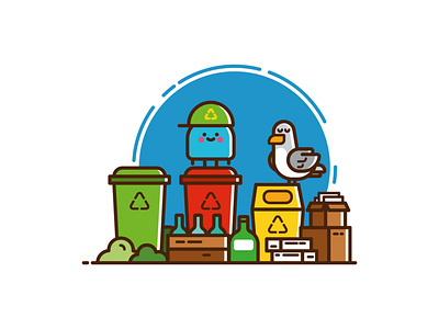 Recycle. character cute design drawing icon icon design icon set illustration illustrator logo recycle recycling seagull vector