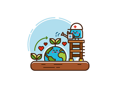 Reuse. character cute design earth healing icon icon design icon set illustration illustrator logo reuse vector