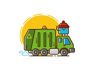 Waste. character cute design drawing icon icon set illustration illustrator logo transport truck vector waste