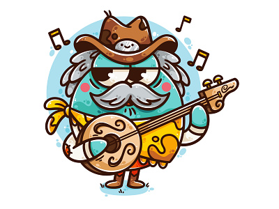 Old Rusty. art banjo character character design cowboy cute design drawing illustration illustrator music vector