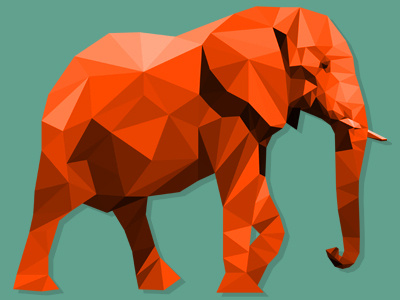 Orange Elephant Illustration abstract elephant illustration orange triangles triangulation
