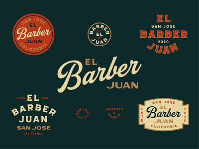 El Barber Juan badge barber branding hand drawn lettering logo design typography vintage